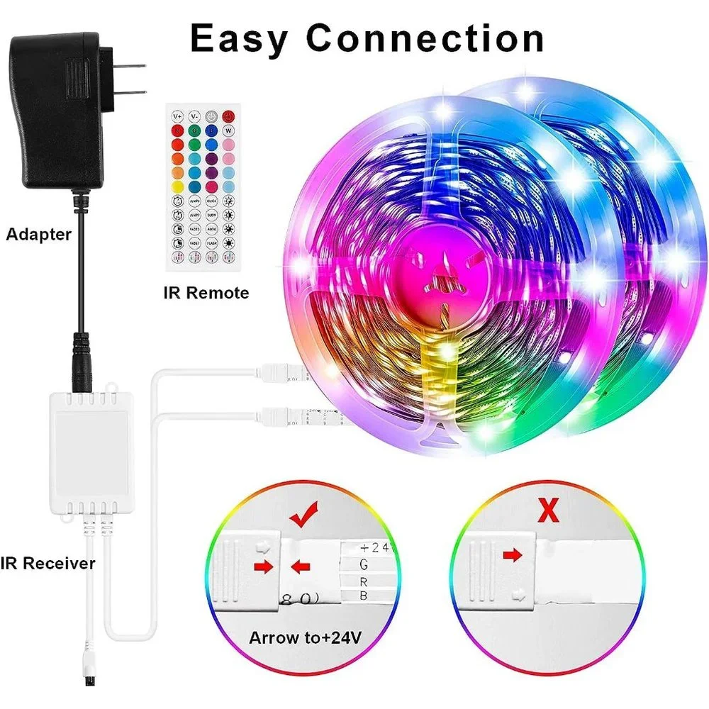 Lxyoug 100ft RGB 5050 44 Keys IR Music Sync Led Lights for Bedroom Decoration